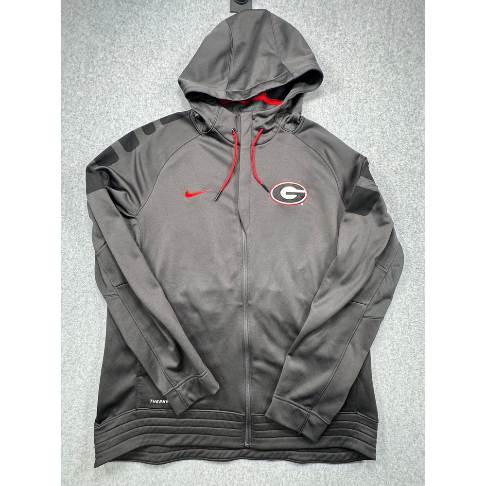 Nike Georgia Bulldogs Therma-FIT Full Zip Hoodie Mens Large Gray NCAA Sweatshirt